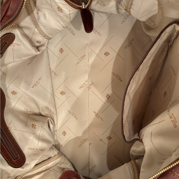 Made in Italy Brown Leather Large Weekender Overnight Bag - Picture 7 of 10